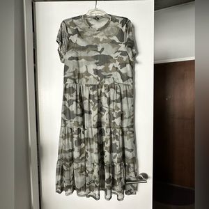 Lily Rose Size 2X Green Camo‎ Tiered Babydoll Stretch Boho Mini Dress